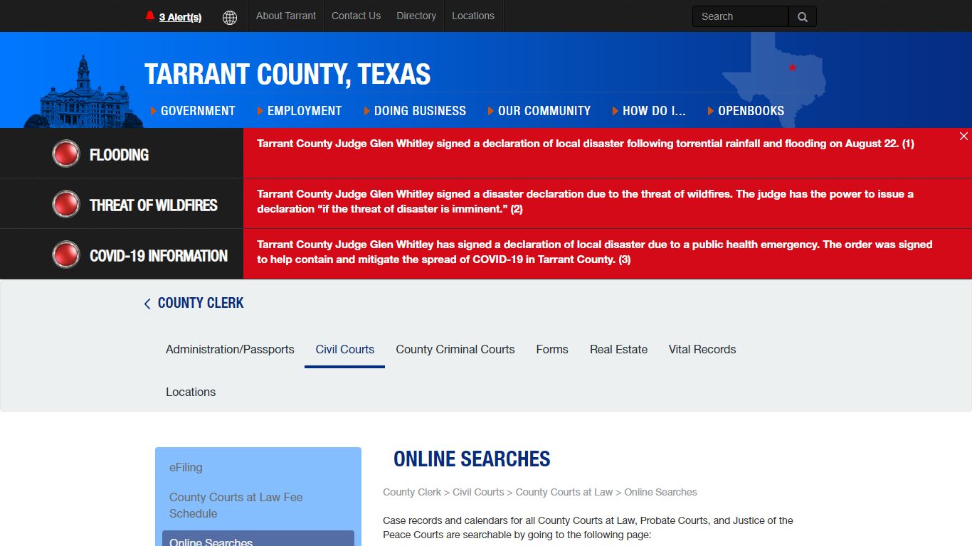 Online Searches CCL - Tarrant County TX