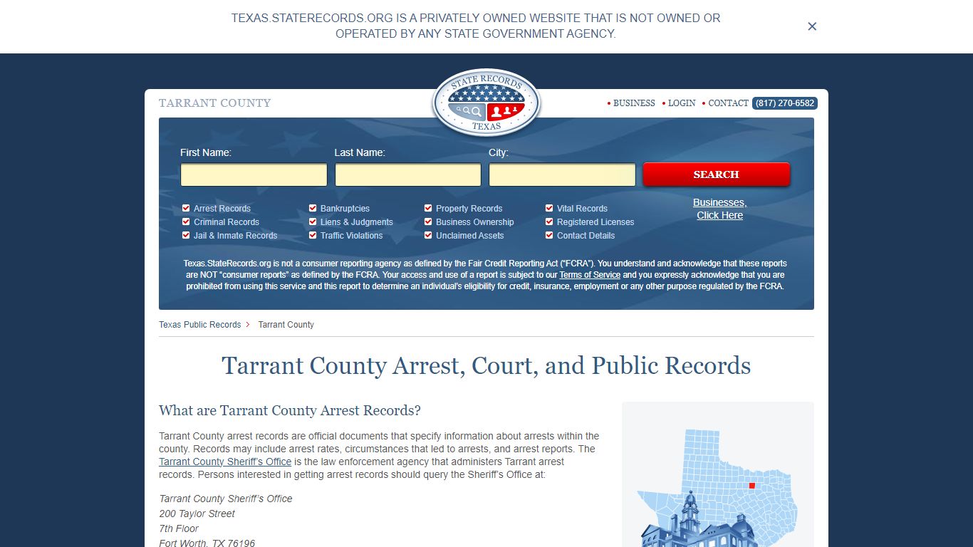 Tarrant County Arrest, Court, and Public Records